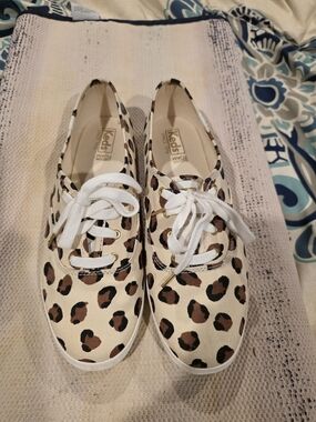 Keds Women’s Leopard Print Canvas Sneakers - Cream Brown Black